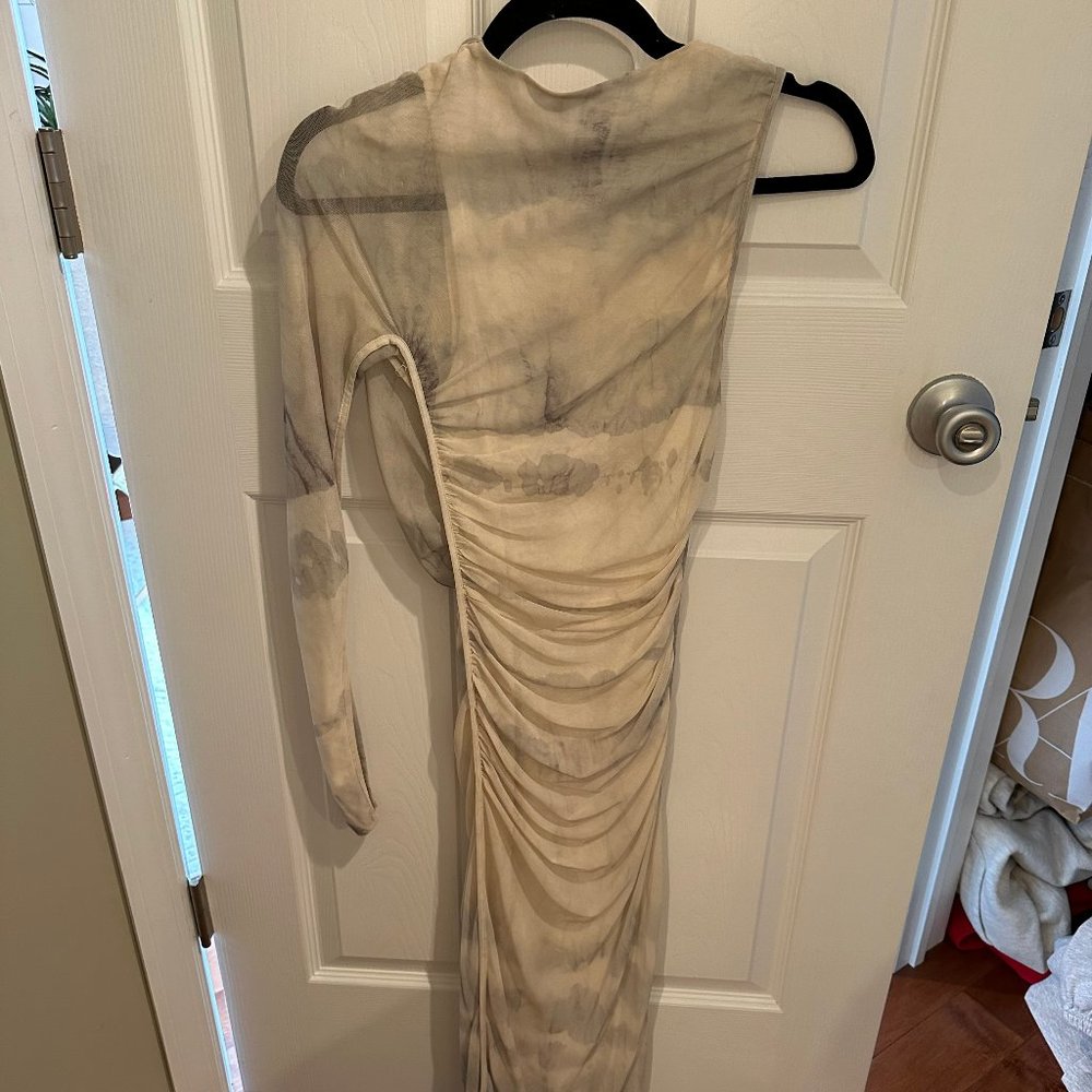 Viral Zara One Sleeve Mesh Midaxxi Dress